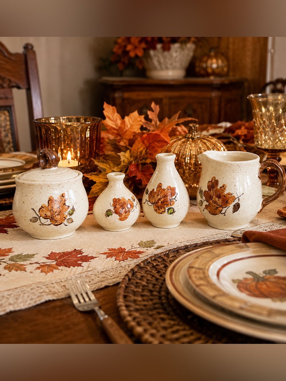 Vintage Metlox Poppytrail Woodland Gold 4-Piece Serving Set - MCM
